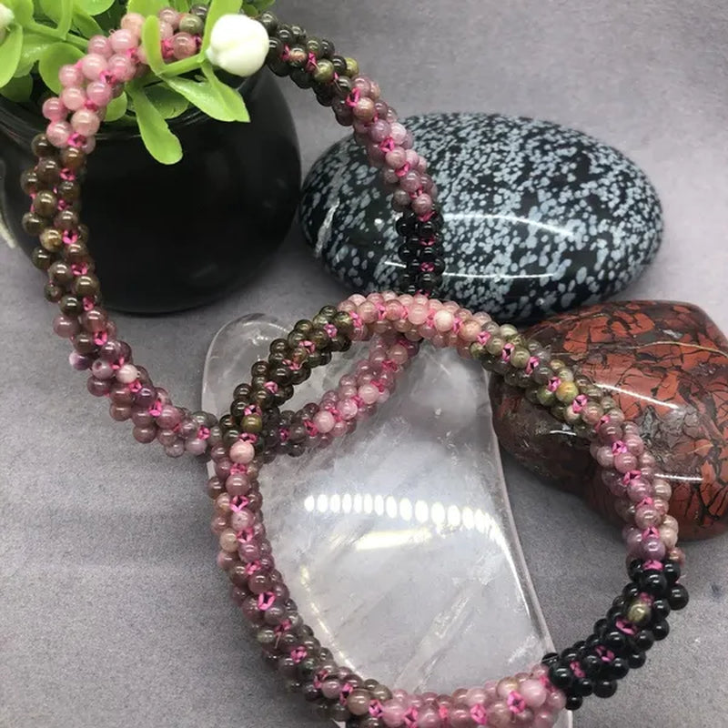 Orange Sun Stone Colorful Tourmaline Apatite Small Beads Bracelet