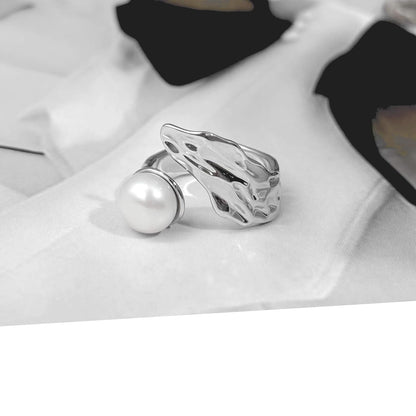 Pearl Ring, Real Freshwater Pearl Ring for Pearl Jewelry, Adjustable Silver Pearl Ring for Prom Jewelry, June Birthstone Rings for Women - WORLD TIME VISITS