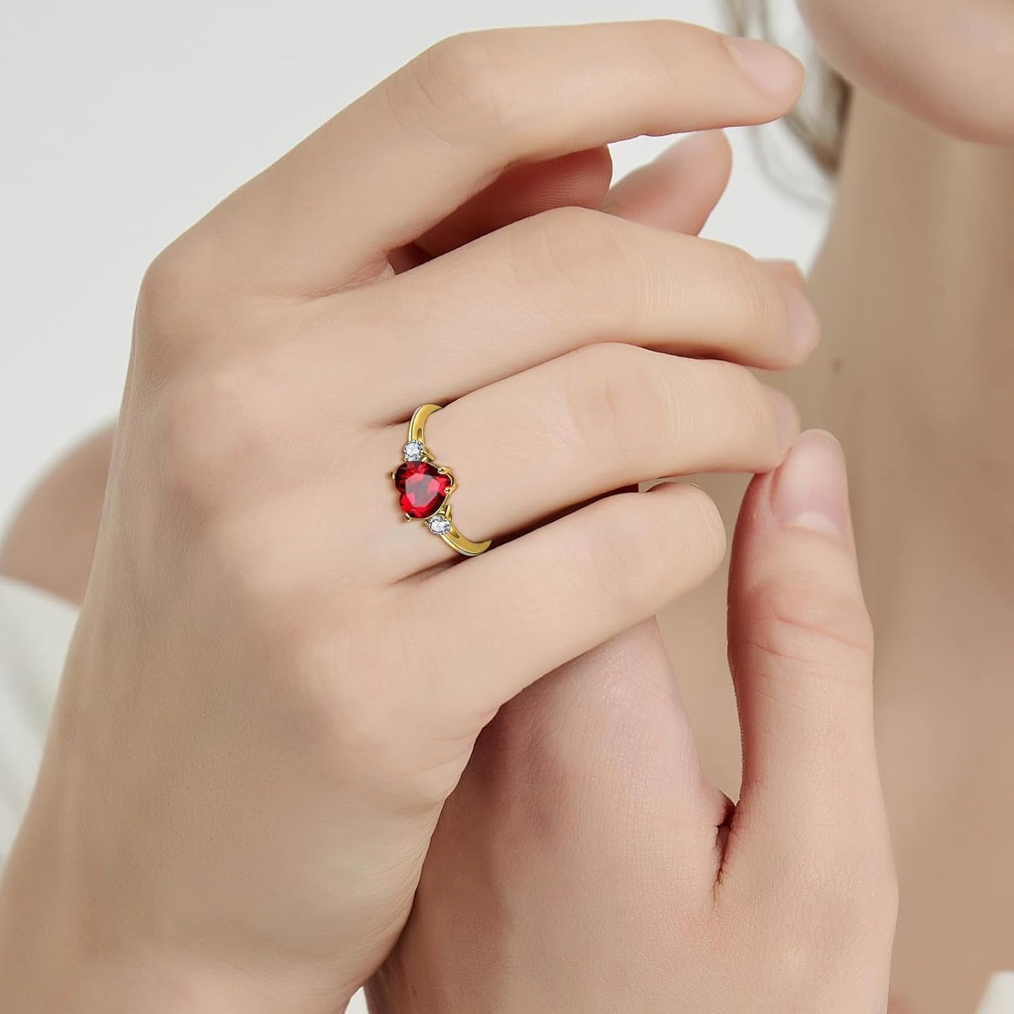 2.25Ct Created Gemstone Ring for Women 925 Sterling Silver Heart Cut 8 * 8Mm Cubic Zirconia Birthstone Ring for Engagement Anniversary Size 5-10