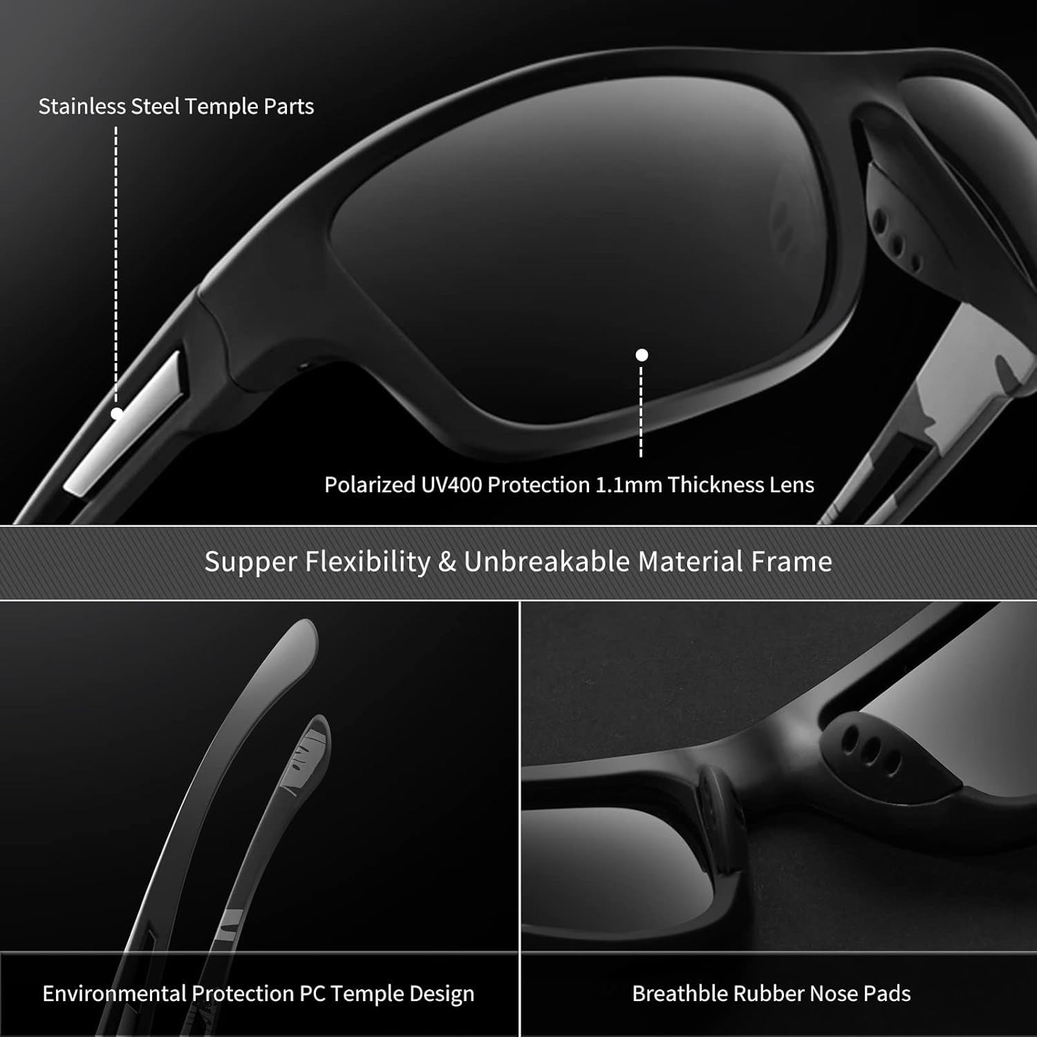 Polarized Sports Sunglasses for Men: UV400 Protection Glasses Womens Wrap around Goggles for Driving Fishing - WORLD TIME VISITS