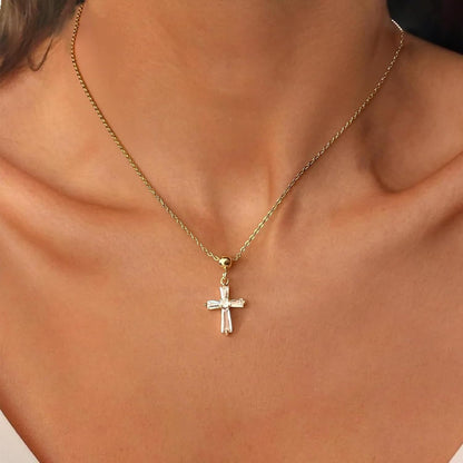 Dainty 14K Gold Choker Cross Charm Necklace for Women, Cross Gold Pendant Necklace Trendy Non Tarnish