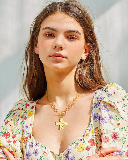 18K Gold Plated Moon Star Lion Evil Eye Love Heart Cross Pendant Necklace Medallion Paperclip Chian Choker Layering Jewery for Women