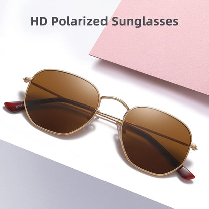 Polarized Hexagon Sunglasses for Women Men Polygon Square Sun Glasses UV400 Protection Metal Frame