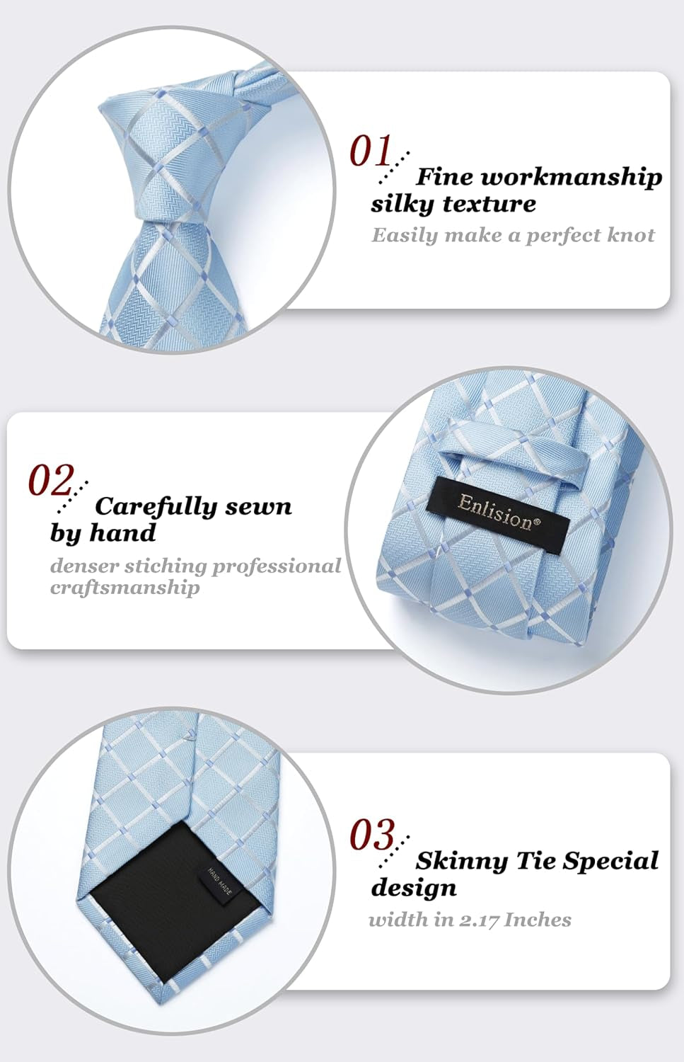 Ties for Men Solid Color 3.35" Formal Business Necktie Classic Satin Mens Wedding Party Ties