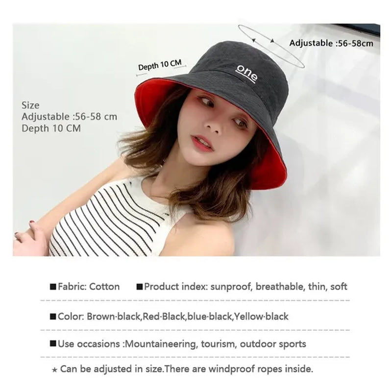 Fashion Letter embroidery Double Side Hats Vintage cotton Fisherman Hat Women Couple Sunhat Cap Hip Hop Punk Hat Outdoor Cap for Men Women Bucket Hat