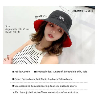 Fashion Letter embroidery Double Side Hats Vintage cotton Fisherman Hat Women Couple Sunhat Cap Hip Hop Punk Hat Outdoor Cap for Men Women Bucket Hat