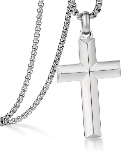 Cross Pendant for Men -18K Gold-Plated/Silver/Black Cross Necklace, Suitable for Men - Non Fading and 100% Waterproof Men'S Necklace, 24-26 Inch Box Adjustable Chain - WORLD TIME VISITS