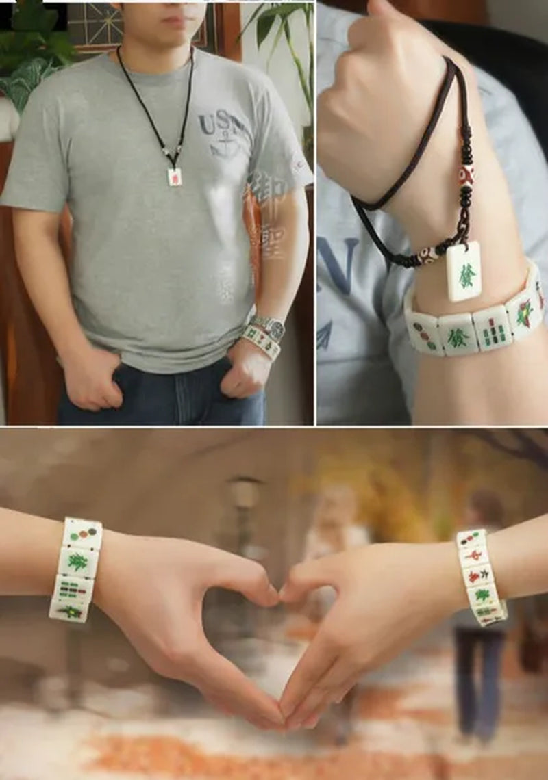 Creative Retro Chinese Style Mahjong Bangles Mah Jongg Bracelet for Men Women Gifts