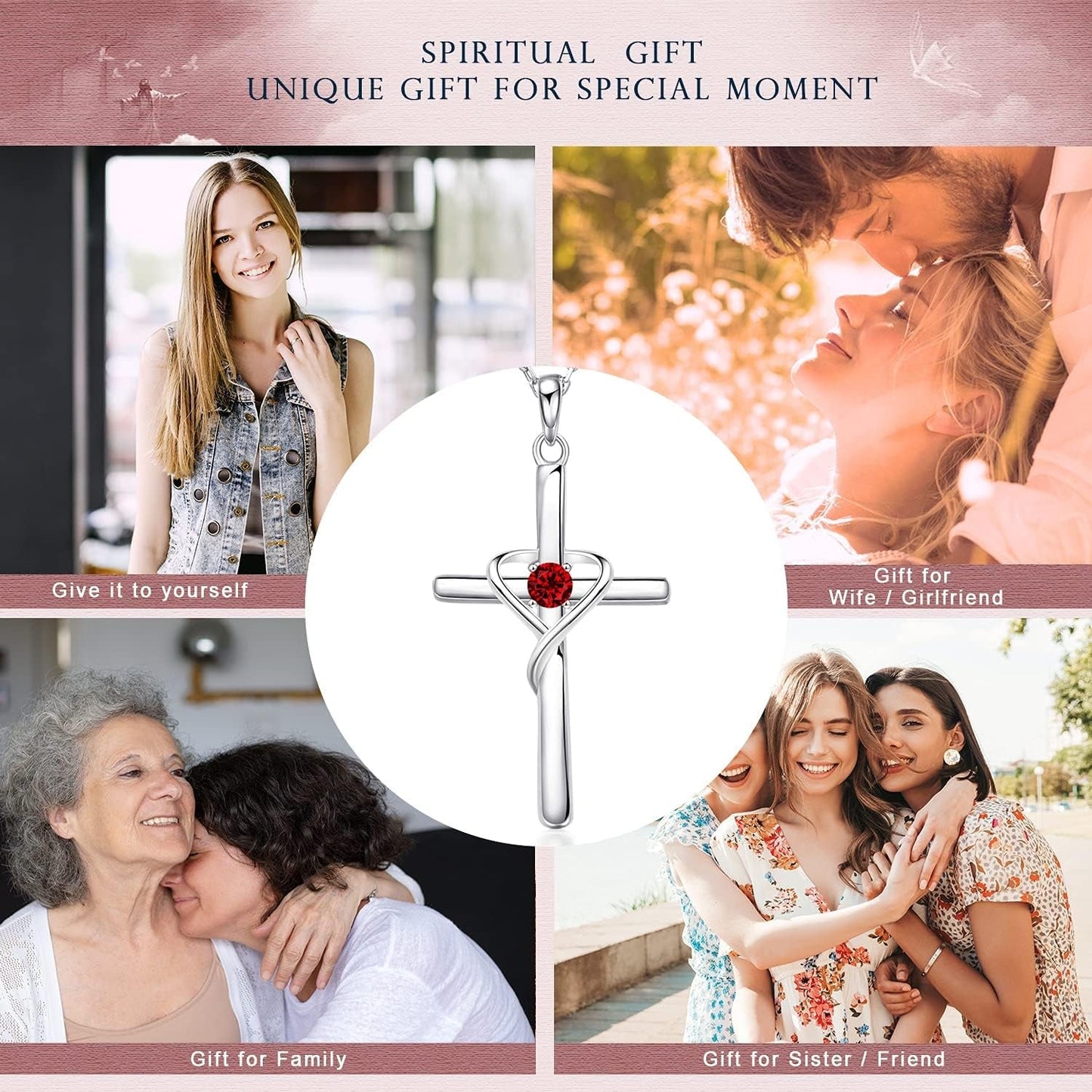 925 Sterling Silver Cross Necklace for Women Teen Girls 14K Gold Plated or Rose Gold Birthstone Necklaces for Teen Girls Gifts for Mother'S Day, Birthday or Anniversary