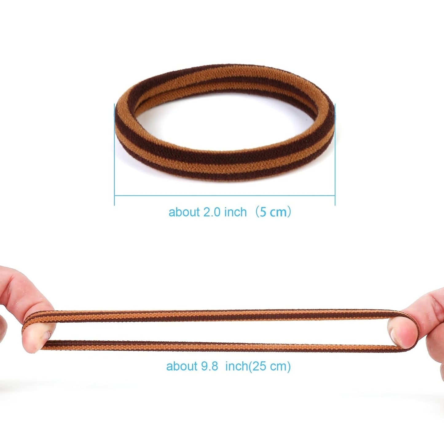50PCS Thick Hair Ties, Cotton Hair Bands for Thick Curly Heavy Hair, Brown, 2 Inch in Diameter, No Damage, Seamless, Two Color MIXTURE, Lasting Fashion