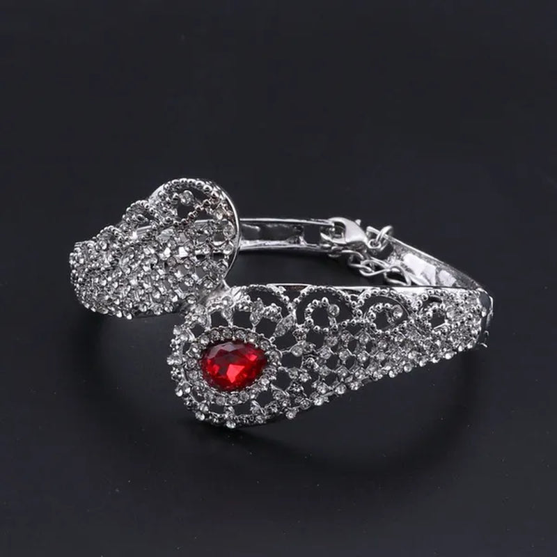 Vintage Turkish Women African Beads Jewelry Set Dubai Indian Crystal Ruby Wedding Necklace Jewelry Sets