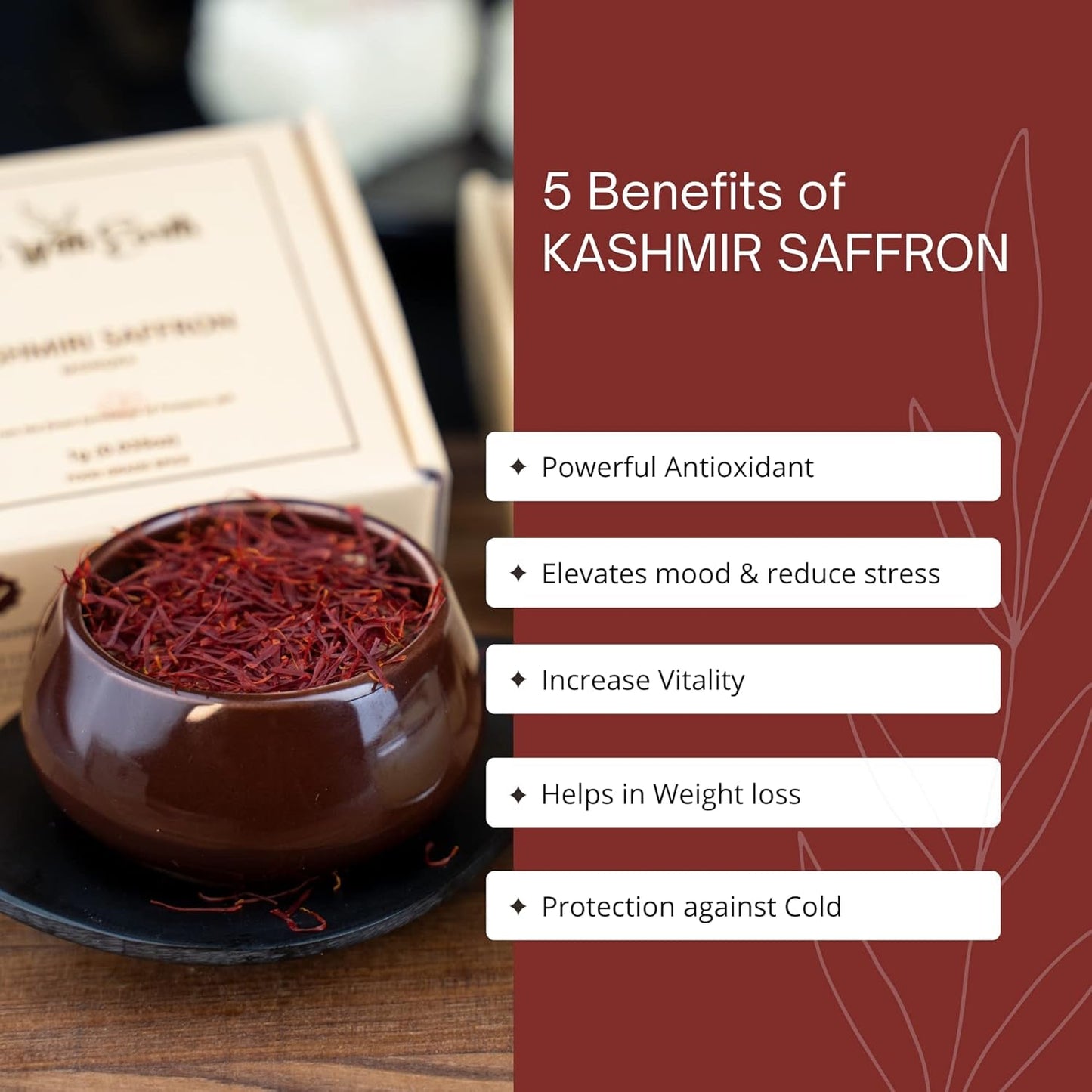 CWE Pure Natural Kashmir Saffron Threads/Kesar 1G | from the Finest Farmlands of Pampore, J&K, India | Tested and Certified as Grade A