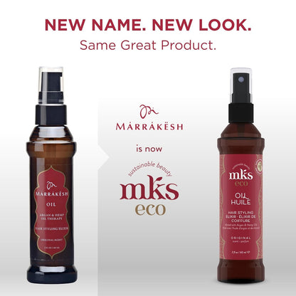 MKS Eco Oil - Hair Styling Elixir - Moroccan Argan Oil, Hemp Seed Oil - Moisturize & Nourish Hair, Control Frizz, Increase Smoothness - Vegan & Cruelty Free - WORLD TIME VISITS