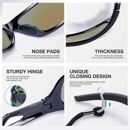 Polarized Sports Sunglasses Driving Sun Glasses Shades for Men Women Tr90 Frame for Cycling Fishing Running RB831