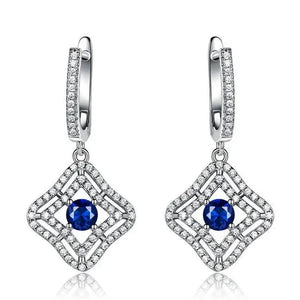 Majesty Diamonds MDS210273 Round Blue Nano Sapphire Halo Dangle & Drop Earrings in 0.925 White Sterling Silver