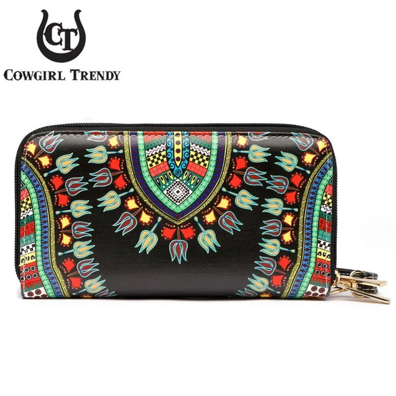 Bright African Bohemian Dashiki Ostrich Fringe Tassels Western Country Handbag Women Shoulder Bag Wallet Set Black