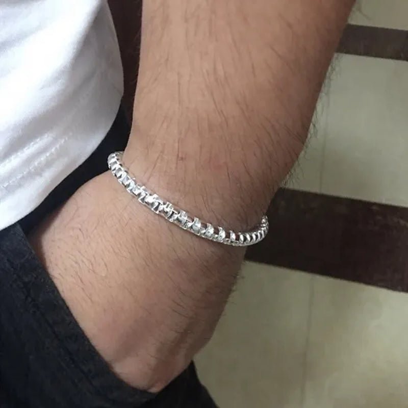 925 Silver Beautiful round Box Chain Necklace Bracelet for Woman Men Fashion Wedding Party Bridal Jewelry Set