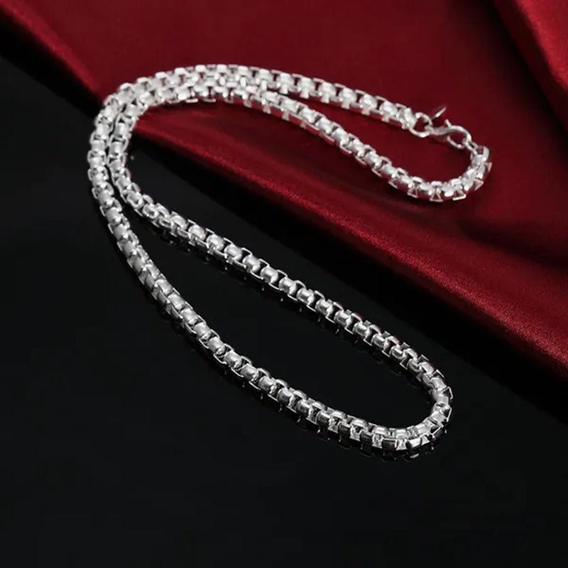 925 Silver Beautiful round Box Chain Necklace Bracelet for Woman Men Fashion Wedding Party Bridal Jewelry Set