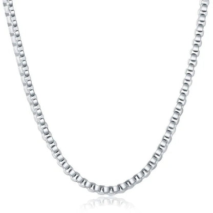 925 Silver Beautiful round Box Chain Necklace Bracelet for Woman Men Fashion Wedding Party Bridal Jewelry Set
