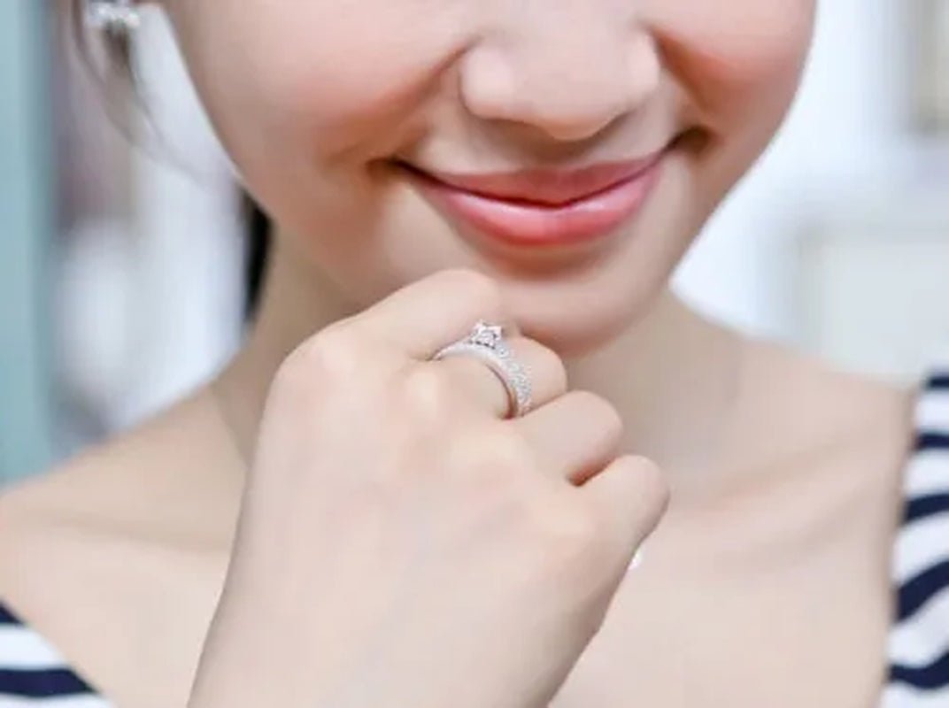 925 Silver Rose Gold Round Cut CZ Wedding Band Engagement Rings Set Women Size 4 5 6 7 8 9 10 11 12