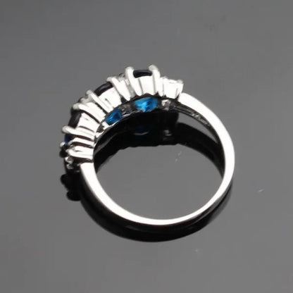 925 Sliver Jewelry Sets Blue Zircon White Topaz Necklace Pendant Drop Earrings Ring Bracelet For Women  Dating Gift