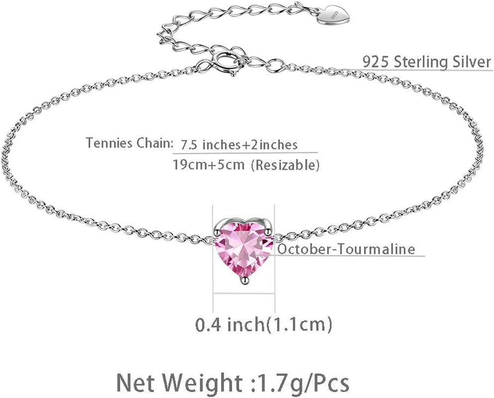 925 Sterling Silver 12 Birthstone Hearts Jewelry Women Crystal Wedding/Engagement/Bridal Heart Necklace/Earring/Ring/Bracelet Sets Jewellery