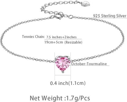 925 Sterling Silver 12 Birthstone Hearts Jewelry Women Crystal Wedding/Engagement/Bridal Heart Necklace/Earring/Ring/Bracelet Sets Jewellery