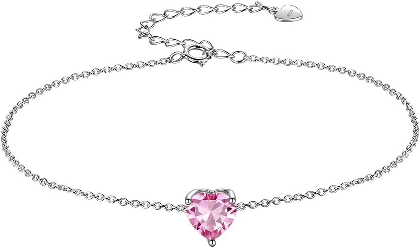 925 Sterling Silver 12 Birthstone Hearts Jewelry Women Crystal Wedding/Engagement/Bridal Heart Necklace/Earring/Ring/Bracelet Sets Jewellery - WORLD TIME VISITS