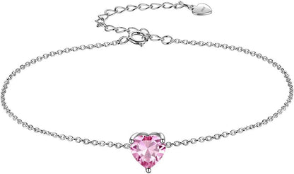925 Sterling Silver 12 Birthstone Hearts Jewelry Women Crystal Wedding/Engagement/Bridal Heart Necklace/Earring/Ring/Bracelet Sets Jewellery - WORLD TIME VISITS