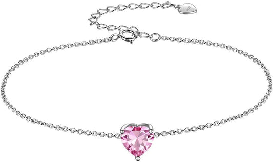 925 Sterling Silver 12 Birthstone Hearts Jewelry Women Crystal Wedding/Engagement/Bridal Heart Necklace/Earring/Ring/Bracelet Sets Jewellery - WORLD TIME VISITS