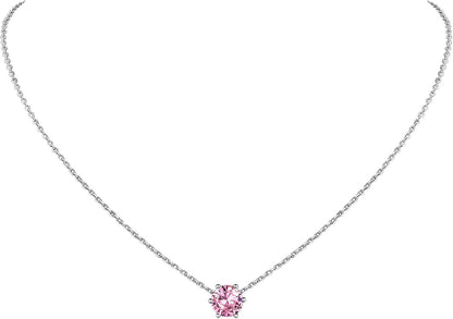 925 Sterling Silver 6 Prong Birthstone Necklace/Stud Earrings, Dainty Small Crystal Jewelry for Women (With Gift Box) - WORLD TIME VISITS