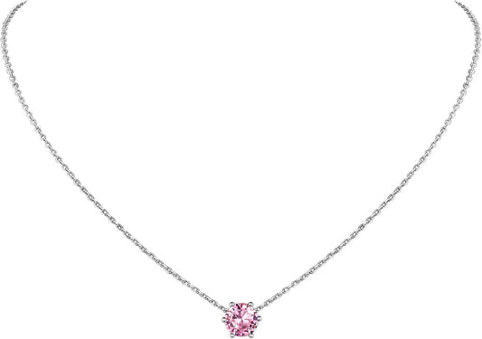 925 Sterling Silver 6 Prong Birthstone Necklace/Stud Earrings, Dainty Small Crystal Jewelry for Women (With Gift Box) - WORLD TIME VISITS