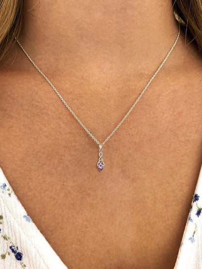 925 Sterling Silver Birthstone Necklace for Women, Round/Celtic Knot Gemstone Pendant Necklaces Dainty Crystal Jewelry Birthday Gifts for Mom Wife Her with Gift Box