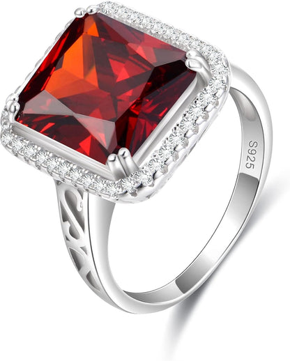 925 Sterling Silver Blue Sapphire Color 3 Carat Radiant Cut CZ Engagement Ring for Women, Bride - WORLD TIME VISITS