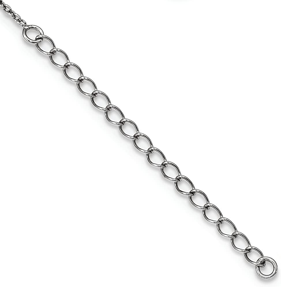 925 Sterling Silver Blue White Diamond 18 Inch Chain Necklace 2 Extender