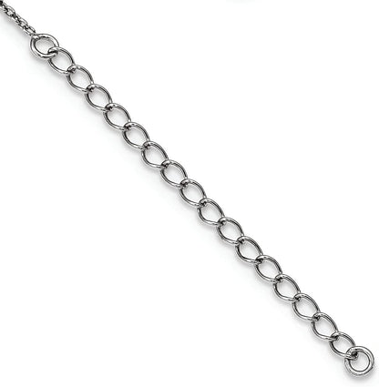 925 Sterling Silver Blue White Diamond 18 Inch Chain Necklace 2 Extender