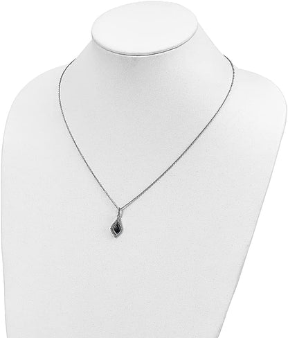 925 Sterling Silver Blue White Diamond 18 Inch Chain Necklace 2 Extender