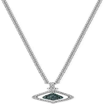 925 Sterling Silver Blue White Diamond 18 Inch Chain Necklace 2 Extender - WORLD TIME VISITS