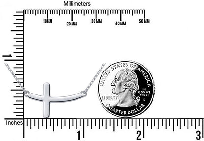 925 Sterling Silver Concise Sideways Cross Pendant Necklace Choker for Women Christian Jewelry