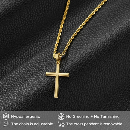 925 Sterling Silver Cross Necklace for Men, Hypoallergenic Cross Pendant with Secure Lobster Clasp, Gold Religious Jewelry Gift for Baptism/Easter/Father'S Day - WORLD TIME VISITS