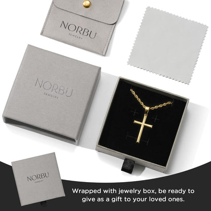 925 Sterling Silver Cross Necklace for Men, Hypoallergenic Cross Pendant with Secure Lobster Clasp, Gold Religious Jewelry Gift for Baptism/Easter/Father'S Day