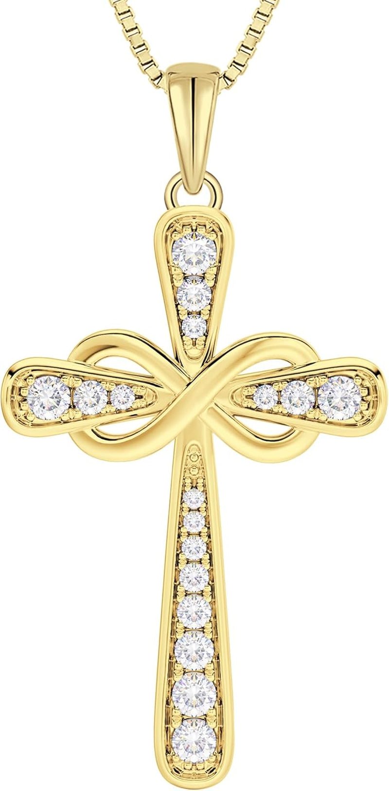 925 Sterling Silver Cross Necklace for Women Halo Infinity Pendant Birthstone Jewelry for Mom - WORLD TIME VISITS