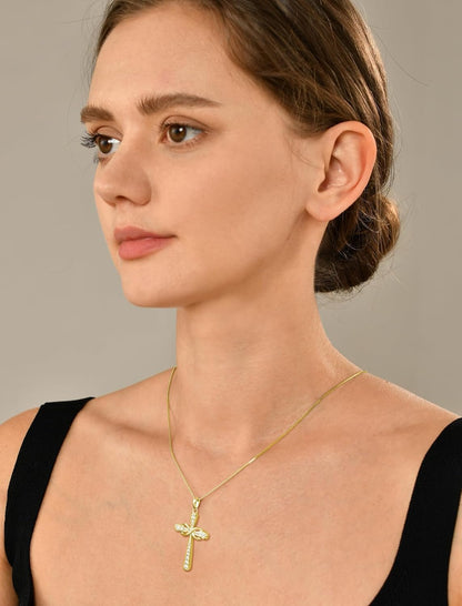925 Sterling Silver Cross Necklace for Women Halo Infinity Pendant Birthstone Jewelry for Mom - WORLD TIME VISITS