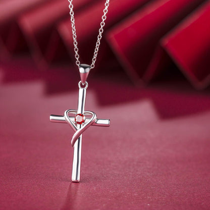 925 Sterling Silver Cross Necklace for Women Men 5A CZ Birthstone Necklaces 14K Gold Plated or Rose Gold Necklace for Easter or Holiday