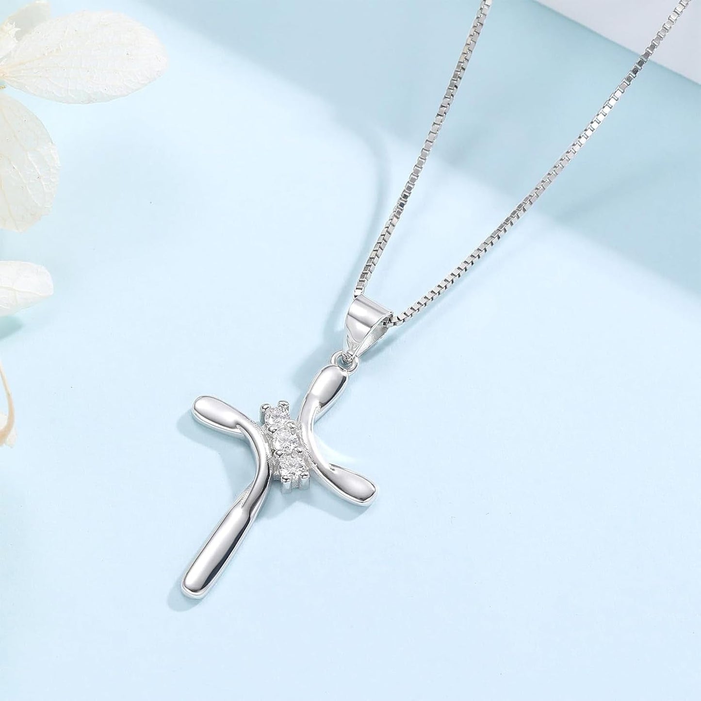 925 Sterling Silver Cross Necklaces for Women 12 Color Birthstone Necklace,Adjustable Cross Pendant with Cubic Zirconia,Ideal Hypoallergenic Jewelry Gift