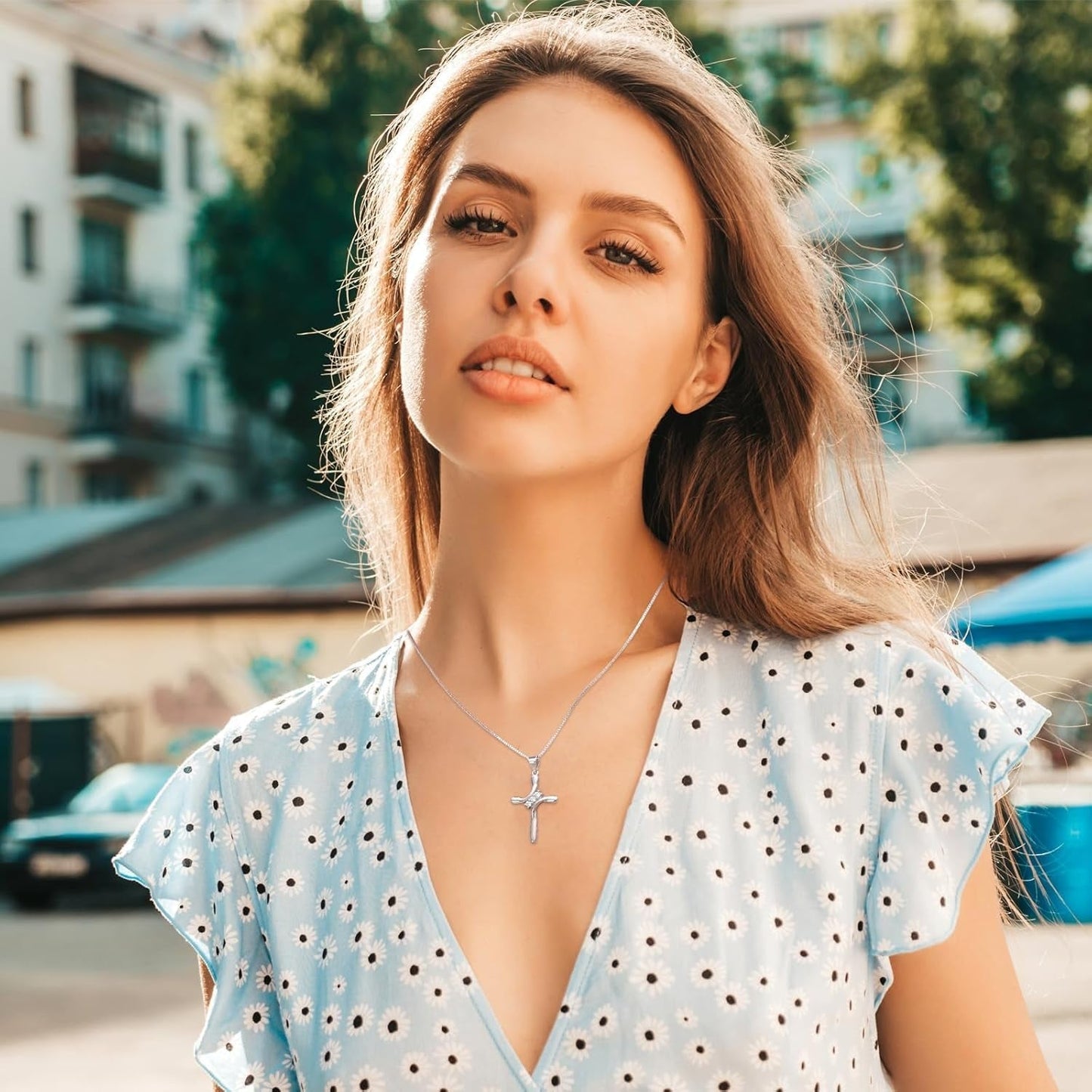 925 Sterling Silver Cross Necklaces for Women 12 Color Birthstone Necklace,Adjustable Cross Pendant with Cubic Zirconia,Ideal Hypoallergenic Jewelry Gift