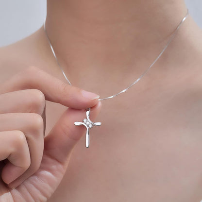 925 Sterling Silver Cross Necklaces for Women 12 Color Birthstone Necklace,Adjustable Cross Pendant with Cubic Zirconia,Ideal Hypoallergenic Jewelry Gift