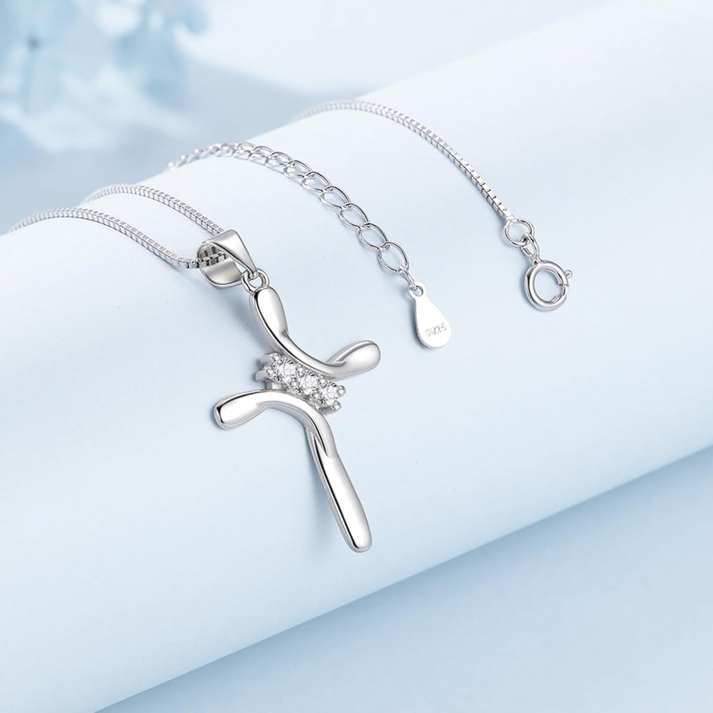 925 Sterling Silver Cross Necklaces for Women 12 Color Birthstone Necklace,Adjustable Cross Pendant with Cubic Zirconia,Ideal Hypoallergenic Jewelry Gift