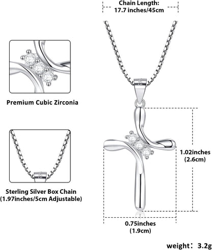 925 Sterling Silver Cross Necklaces for Women 12 Color Birthstone Necklace,Adjustable Cross Pendant with Cubic Zirconia,Ideal Hypoallergenic Jewelry Gift - WORLD TIME VISITS