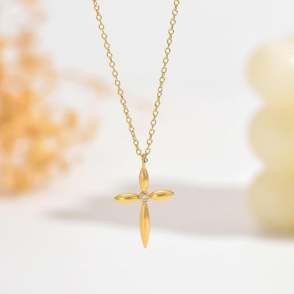 925 Sterling Silver Cross Necklaces for Women 14K Gold Plated Non Tarnish Dainty Cubic Zirconia Pendant Necklace for Mom Trendy Simple Cross Charm Chain Wedding Valentine'S Day Jewelry Gifts